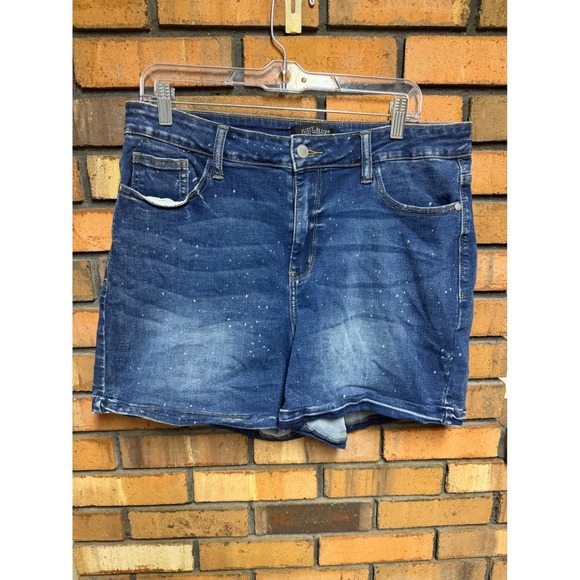 Judy Blue Pants - Judy Blue Women's Paint Splatter Denim Dark Wash High Rise Cuffed Shorts